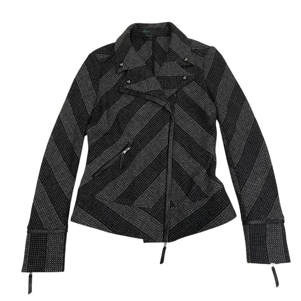Stile Benetton Wool Blend Asymmetrical Zip Jacket | Moto Style, EU42, S/M NWOT